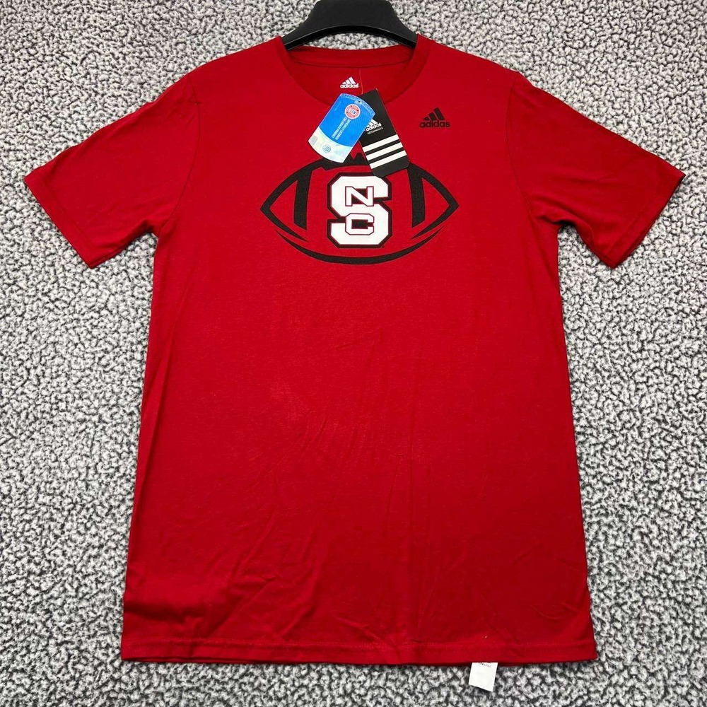 NC State Wolfpack Shirt Youth XL 18 Red Adidas Short Sleeve Crew Neck Cotton New